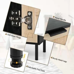 Costway Rattan Nightstand Set Of 2 Mid Century Modern End Table With Drawer & Cabinet -Nexera Furniture Store GUEST b7e1bebf 6257 4cae be40 2d1532fc41d3