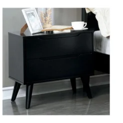 Sapphtopaz Modern Nightstand With 2 Drawers And Recessed Handle Bedside Table With Wood Round Tapered Legs Night Stand For Bedroom, Living Room -Nexera Furniture Store GUEST b84704ec 4a67 44cd 86ad 3e9529a1ac02