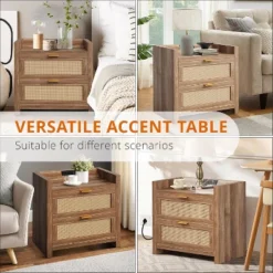 Nightstands Set Of 2, Rattan Night Stand, Bedside Tables With 2 Drawers, End Tables For Bedroom Living Room And 16 Nightstands Set Of 2, Rattan Night Stand, Bedside Tables With 2 Drawers, End Tables For Bedroom Living Room And -Nexera Furniture Store GUEST b88d87b0 e998 4683 984f 83fe86a7b8eb