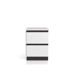 3pc Queen Pape Modern Bed With 2 Nightstands White/Metallic Gray - MiBasics: Contemporary Furniture Set -Nexera Furniture Store GUEST b966dd77 dc12 4f3e 9926 6f6c1f39711f