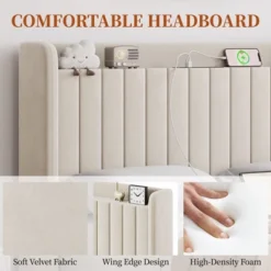 Yaheetech Upholstered Bed Frame With Charging Outlets & USB Ports -Nexera Furniture Store GUEST bb5ce9c8 27ab 4cf2 94a2 d90ec368f018