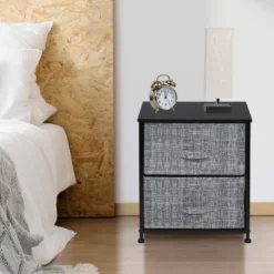 Sorbus Nightstand With Drawers For Home Bedroom And More Gray/Black -Nexera Furniture Store GUEST bb96ceb3 def7 4514 be0d 25b04581c5cb