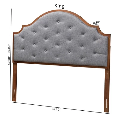 Baxton Studio King Premala Fabric And Wood Headboard Gray/Walnut Brown: Tufted Design, Adjustable Height 8 Baxton Studio King Premala Fabric And Wood Headboard Gray/Walnut Brown: Tufted Design, Adjustable Height - Image 6