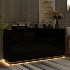 FUFU&GAGA High Gloss Dresser With Light Chest 8 Drawers And Tabletop -Nexera Furniture Store GUEST be15f16c 28e3 4617 984f 17a5361b94be