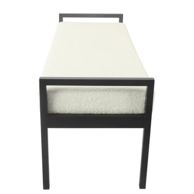 Modern Metal Sherpa Bench Cream - HomePop 4 Modern Metal Sherpa Bench Cream - HomePop - Image 2