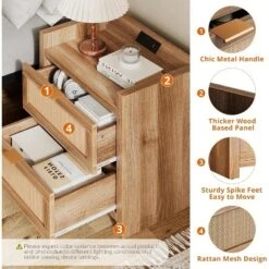 Nightstands Set Of 2, Rattan Night Stand, Bedside Tables With 2 Drawers, End Tables For Bedroom Living Room And 13 Nightstands Set Of 2, Rattan Night Stand, Bedside Tables With 2 Drawers, End Tables For Bedroom Living Room And -Nexera Furniture Store GUEST be7ea313 f112 45bd aa9e c4e33d52ccc6