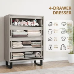 Tall 4-Drawer Dresser, Freestanding Vertical Storage Cabinet For Bedroom, Closet, Living Room, Hallway, Or Entryway -Nexera Furniture Store GUEST bea379e8 3f02 429a b235 0926b180bd4f