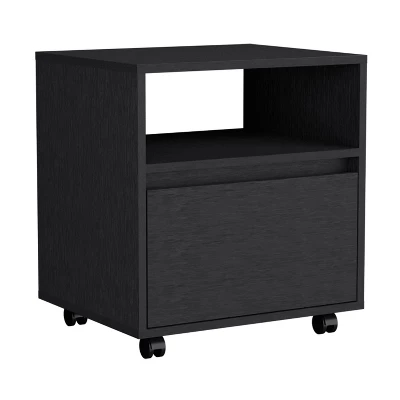 Grungis Modern Wood Nightstands With 1 Drawer,Bedside Table With Wheels& Open Shelf,Mobile Night Stand For Bedroom,Living Room 6 Grungis Modern Wood Nightstands With 1 Drawer,Bedside Table With Wheels& Open Shelf,Mobile Night Stand For Bedroom,Living Room - Image 4