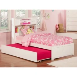 Newport Bed With Twin Urban Trundle Bed Flat Panel Footboard - AFI