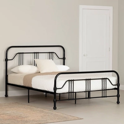 Queen Balka Platform Metal Bed Black - South Shore 3 Queen Balka Platform Metal Bed Black - South Shore