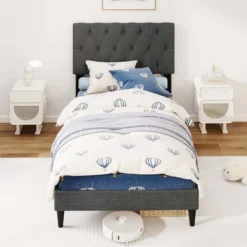 Costway Twin/Full/Queen Size Bed Frame With Button-Tufted Headboard & Wooden Slats Easy Assembly 16 Costway Twin/Full/Queen Size Bed Frame With Button-Tufted Headboard & Wooden Slats Easy Assembly -Nexera Furniture Store GUEST c01972c4 1a49 4591 8d5c 2954027125c0