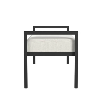 Modern Metal Bench Cream Boucle - HomePop 4 Modern Metal Bench Cream Boucle - HomePop - Image 2