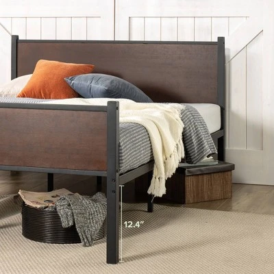 Tucker Bamboo And Metal Platform Bed Frame With Headboard And Footboard Brown - Zinus 3 Tucker Bamboo And Metal Platform Bed Frame With Headboard And Footboard Brown - Zinus