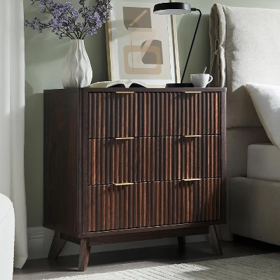 32" Tall Fluted Nightstand, Modern Side Table With Faux Marble Top, 3 Drawers End Table W/Storage, Bedside Table For Bedroom, Living Room 8 32" Tall Fluted Nightstand, Modern Side Table With Faux Marble Top, 3 Drawers End Table W/Storage, Bedside Table For Bedroom, Living Room - Image 7