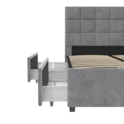 Serena Upholstered Bed With Drawers Light Gray Velvet - Cosmoliving By Cosmopolitan -Nexera Furniture Store GUEST c23536d0 8c36 4467 b103 9517ca2cd07e