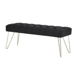 Hewett Velvet Tufted Metal Bench - Inspire Q -Nexera Furniture Store GUEST c25ff1b5 9462 41a1 a934 81bfd8a0c0d7