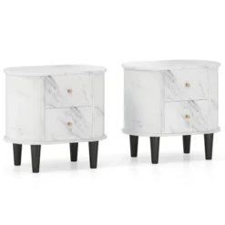 Tangkula 2PCS Nightstand W/ 2 Drawers Faux Marble Bedside Table For Small Space -Nexera Furniture Store GUEST c26f43a9 f974 4c94 93f9 d0dfa7040a69