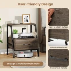 Costway 1/2 PCS Nightstand With Drawer Farmhouse 3-Tier Bedside Table With Open Shelf End Table -Nexera Furniture Store GUEST c283ef30 3a4a 4f85 a4f7 2ebe8c229546
