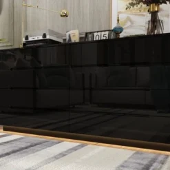 FUFU&GAGA High Gloss Dresser With Light Chest 8 Drawers And Tabletop -Nexera Furniture Store GUEST c34d279f 7c93 451a 81db c1e659eb21da