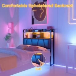 Aheaplus Upholstered Headboard With Storage Shelf, Charging Station And LED Light -Nexera Furniture Store GUEST c4a15aa5 36d5 4289 9a4c a2d357b88eb0
