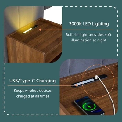 GDFStudio Kennedy Velvet Upholstered Bedroom Furniture Set With Two Floating Nightstands, Headboard 5 GDFStudio Kennedy Velvet Upholstered Bedroom Furniture Set With Two Floating Nightstands, Headboard - Image 3