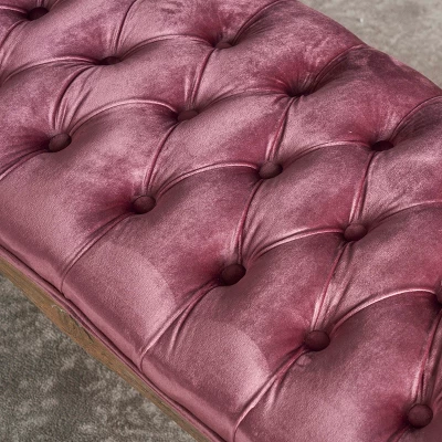 Tassia New Velvet Tufted Bench - Blush - Christopher Knight Home 4 Tassia New Velvet Tufted Bench - Blush - Christopher Knight Home - Image 2
