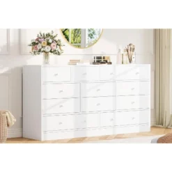 12-Drawer Dresser For Bedroom, 61" Wooden Chest With Built-In Power Outlet, Large Storage Organizer For Clothes, Living Room, Hallway, Or Office -Nexera Furniture Store GUEST c77d1903 7fb8 4f7b 8973 81006447bccf