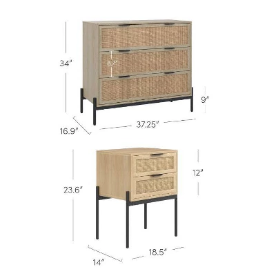 Nathan James Andrew Rattan Bedroom Set Light Oak 9 Nathan James Andrew Rattan Bedroom Set Light Oak - Image 7