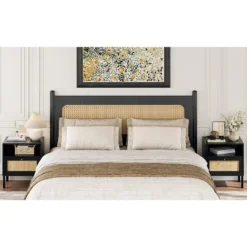 Angel Sar Rattan Nightstands Set Of 2, Accent End Table, Boho Bedside Table With 1 Hand Made Decorated Door For Living Room, Bedroom 16 Angel Sar Rattan Nightstands Set Of 2, Accent End Table, Boho Bedside Table With 1 Hand Made Decorated Door For Living Room, Bedroom -Nexera Furniture Store GUEST c826537d 0c77 4a29 aaef dcccf480e385