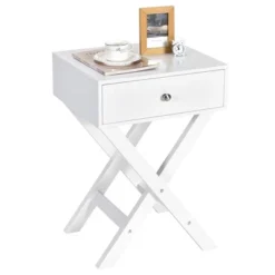 Costway Side Nightstand With Drawer X Shaped Structure Accent Sofa End Table WhiteBlack -Nexera Furniture Store GUEST c8cdda69 72d6 471d ae35 2dd1067b5785