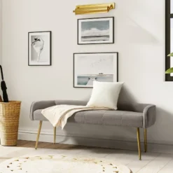 Emilio Modern 55.25" Wide Upholstered Low Back Bench With Sturdy Golden Metal Tapered Leg| ARTFUL LIVING DESIGN 28 Emilio Modern 55.25" Wide Upholstered Low Back Bench With Sturdy Golden Metal Tapered Leg| ARTFUL LIVING DESIGN -Nexera Furniture Store GUEST c8e9e828 c7f2 4154 b815 dd614ae2488e