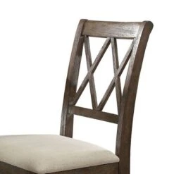 Set Of 2 26" Claudia Dining Chairs Beige Linen/Salvage Brown - Acme Furniture -Nexera Furniture Store GUEST ca088581 89dc 4cdb 95b0 0086ee2e186e