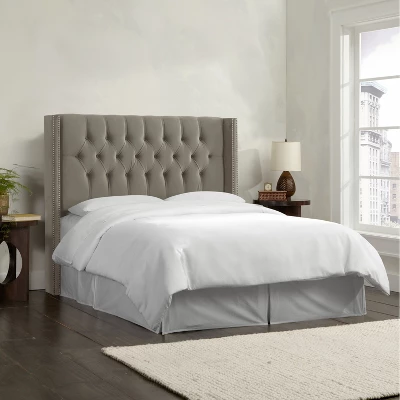 Louis Diamond Velvet Nailbutton Wingback Headboard - Skyline Furniture 4 Louis Diamond Velvet Nailbutton Wingback Headboard - Skyline Furniture - Image 2
