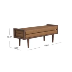 Wood Bench With Upholstered Seat Faux Leather Caramel - HomePop -Nexera Furniture Store GUEST caeece51 a185 4069 9046 ca9f96e1371f