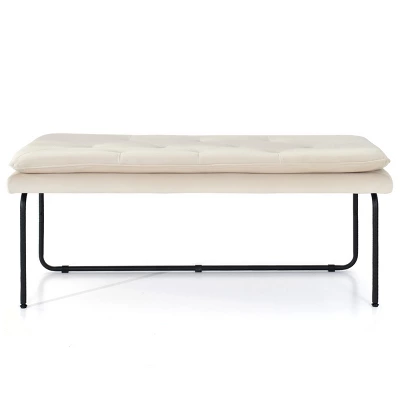 Nano 48" Upholstered Modern Double Layered Cushion Bedroom Bench - The Pop Maison 4 Nano 48" Upholstered Modern Double Layered Cushion Bedroom Bench - The Pop Maison - Image 2