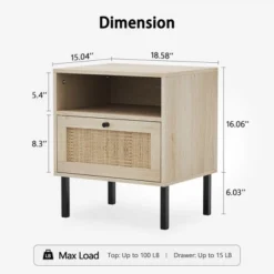 Angel Sar Rattan Nightstands Set Of 2, Boho Night Stand With 1 Door, Natural Wood 11 Angel Sar Rattan Nightstands Set Of 2, Boho Night Stand With 1 Door, Natural Wood -Nexera Furniture Store GUEST cb5c9b06 2610 44ae 908f 98fb86cb6e8c