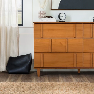 Modern Vertical Accent Solid Wood 6 Drawer Double Dresser - Saracina Home 13 Modern Vertical Accent Solid Wood 6 Drawer Double Dresser - Saracina Home - Image 11