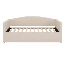 Twin To King Size Daybed With Extended Pop Up Trundle, Upholstered Sofa Bed Daybed, Space-Saving, Pink/Gray/Beige-ModernLuxe -Nexera Furniture Store GUEST cfa2f64e a939 4fe4 97b9 4ed2e0634a17