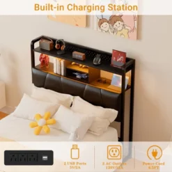 Aheaplus Upholstered Headboard With Storage Shelf, Charging Station And LED Light -Nexera Furniture Store GUEST cfaa4250 20e4 46aa b7f6 2dc161b38000