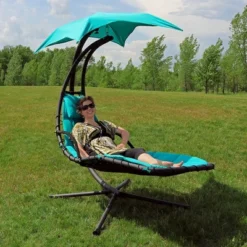 Sunnydaze Decor Sunnydaze Outdoor Hanging Chaise Floating Lounge Chair With Canopy Umbrella And Stand -Nexera Furniture Store GUEST cfafc2f6 e481 4a34 ad39 6b9e72881cde