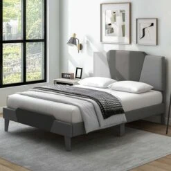 Costway Full/Qween/Twin Size Upholstered Platform Bed Frame Velvet Headboard Mattress Foundation -Nexera Furniture Store GUEST d087a18d ec86 45bc 8205 2249080fa1c1