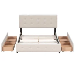 Upholstered Queen Size Platform Bed With Classic Headboard And 4 Drawers-ModernLuxe -Nexera Furniture Store GUEST d0eeadb0 2ac6 4604 b7fa 5cfbb61911ea