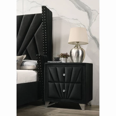 Puma 2 Drawer Upholstered Nightstand Black - HOMES: Inside + Out 3 Puma 2 Drawer Upholstered Nightstand Black - HOMES: Inside + Out