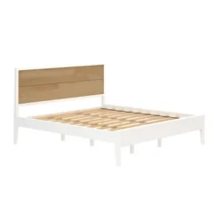 Plank+Beam Solid Wood Duo King Bedroom Set With 2 Nightstands, White/Birch