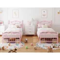Garvee Twin Bed Frame For Girls, Metal Twin Size Bed Frame With Sweet Heart-Shape Headboard And Footboard, No Box Spring Needed, Easy Assembly -Nexera Furniture Store GUEST d1c70275 0cee 41e2 ac5f 2f3dac47242b