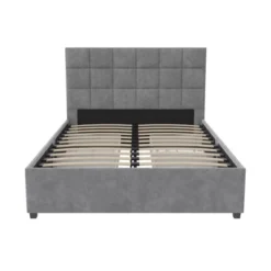 Serena Upholstered Bed With Drawers Light Gray Velvet - Cosmoliving By Cosmopolitan -Nexera Furniture Store GUEST d29549f0 fab1 4f57 b832 b3a42323d320