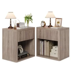 GustoWave Wooden Night Stand Set Of 2, Large Modern Farmhouse Wood Nightstands With Fluted Drawers, Bedside End Tables Storage Side Tables 9 GustoWave Wooden Night Stand Set Of 2, Large Modern Farmhouse Wood Nightstands With Fluted Drawers, Bedside End Tables Storage Side Tables -Nexera Furniture Store GUEST d335387c 8ea1 4d70 b8ad fdd8c1959733