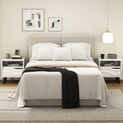 Tangkula Nightstand W/ Drawer 3D Wavy Pattern & Open Shelf Small Sofa Couch Side Table -Nexera Furniture Store GUEST d377b20e 54f8 4959 ba6b ac43f1f51240