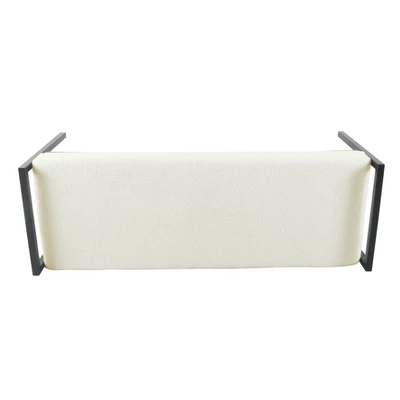 Modern Metal Sherpa Bench Cream - HomePop 5 Modern Metal Sherpa Bench Cream - HomePop - Image 3