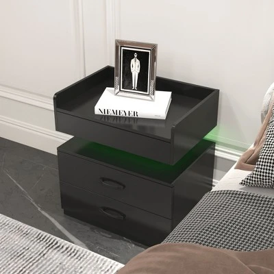 Kumasinova LED Nightstand With Adjustable Light Strip,Modern Night Stand With Drawers,End Table With Large Storage Space,Side Table For Bedroom 7 Kumasinova LED Nightstand With Adjustable Light Strip,Modern Night Stand With Drawers,End Table With Large Storage Space,Side Table For Bedroom - Image 5